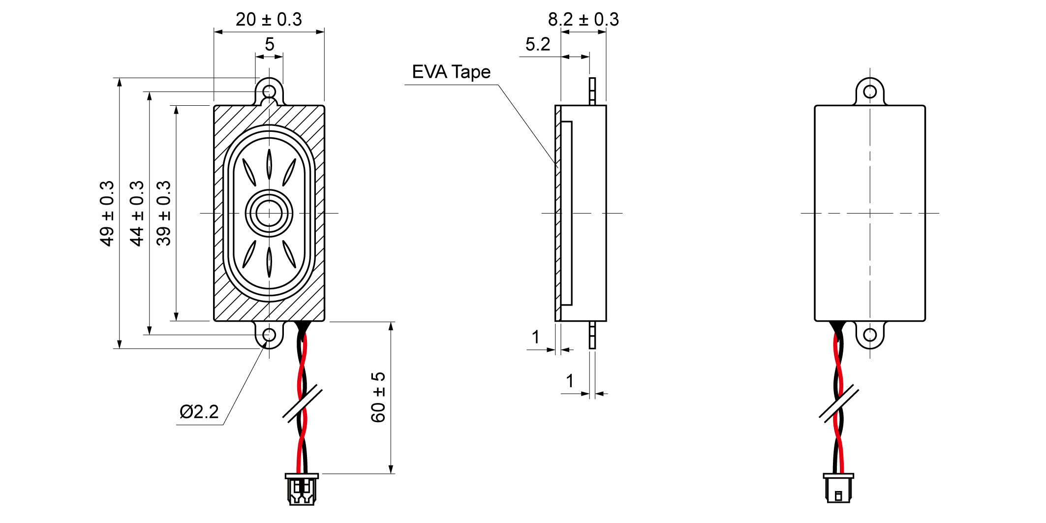 OSS22-3920-8A2.0W8-C Mechanical Drawing